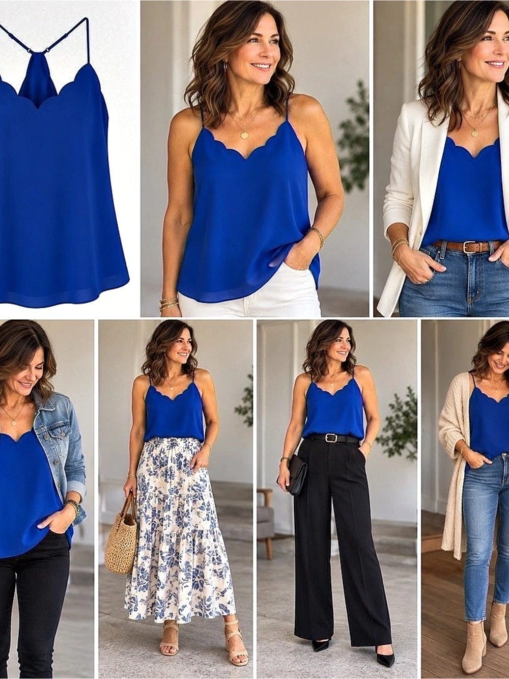 J.Crew Scalloped Cami Top Blue Size 2